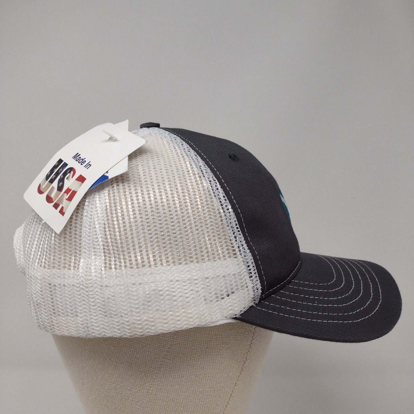 Classic Caps Snapback Mesh Back Trucker Hat Gray OSFA Embroidered W/Tags