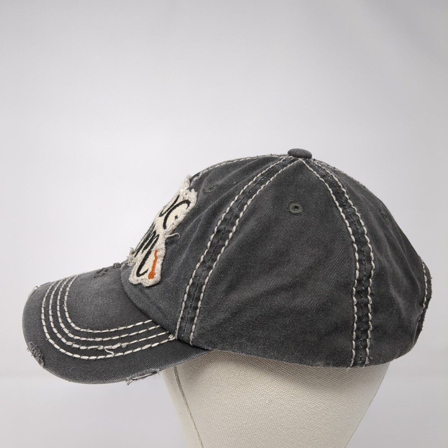 Dog Mom Strapback Hat Gray OS Adjustable Embroidered Distressed KB ETHOS Vintage