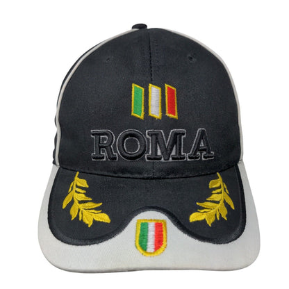 ROMA Strapback Hat Black One Size Adjustable Embroidered Patriotic 6 Panel