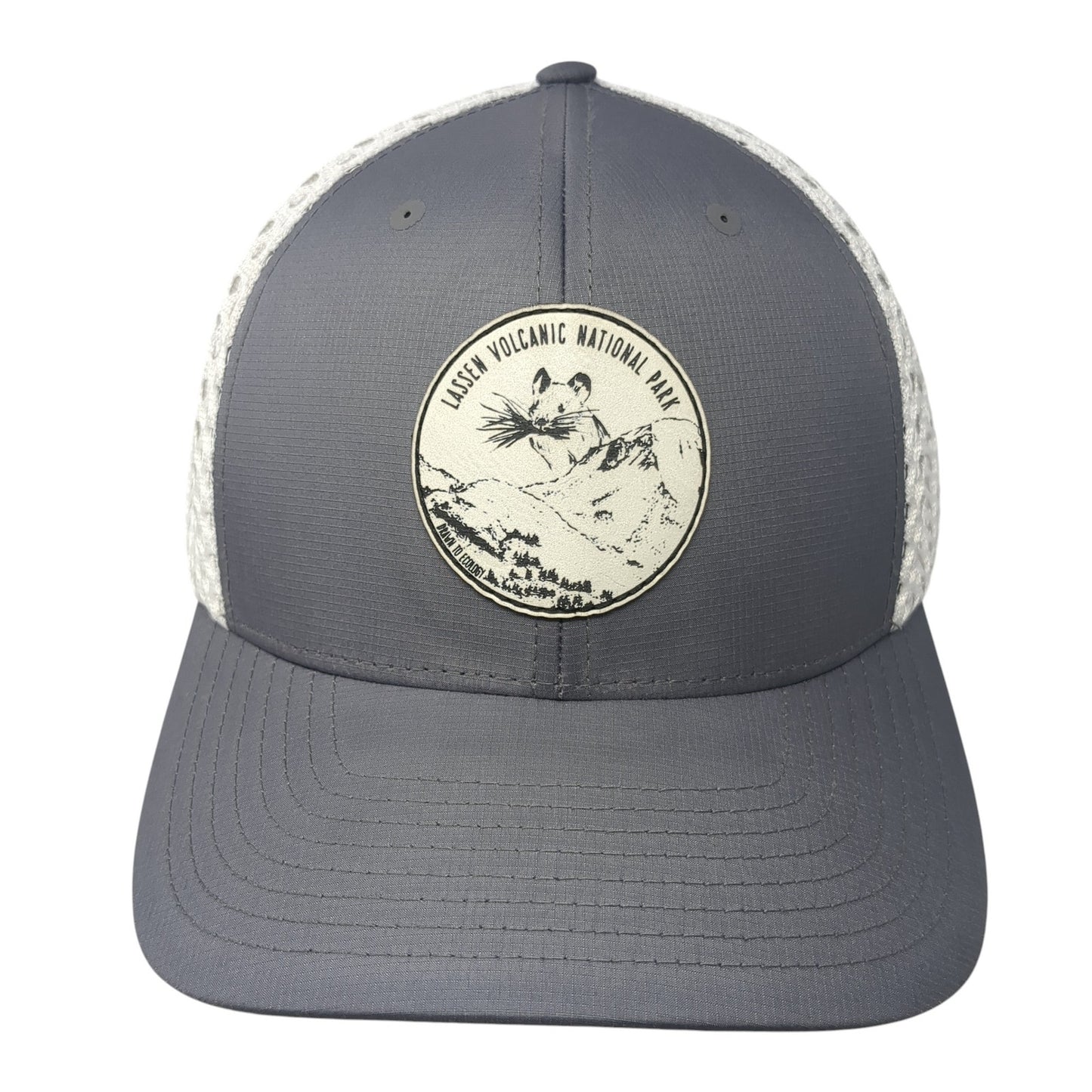 Lassen Volcanic National Park Snapback Trucker Hat Gray One Size Mesh Back