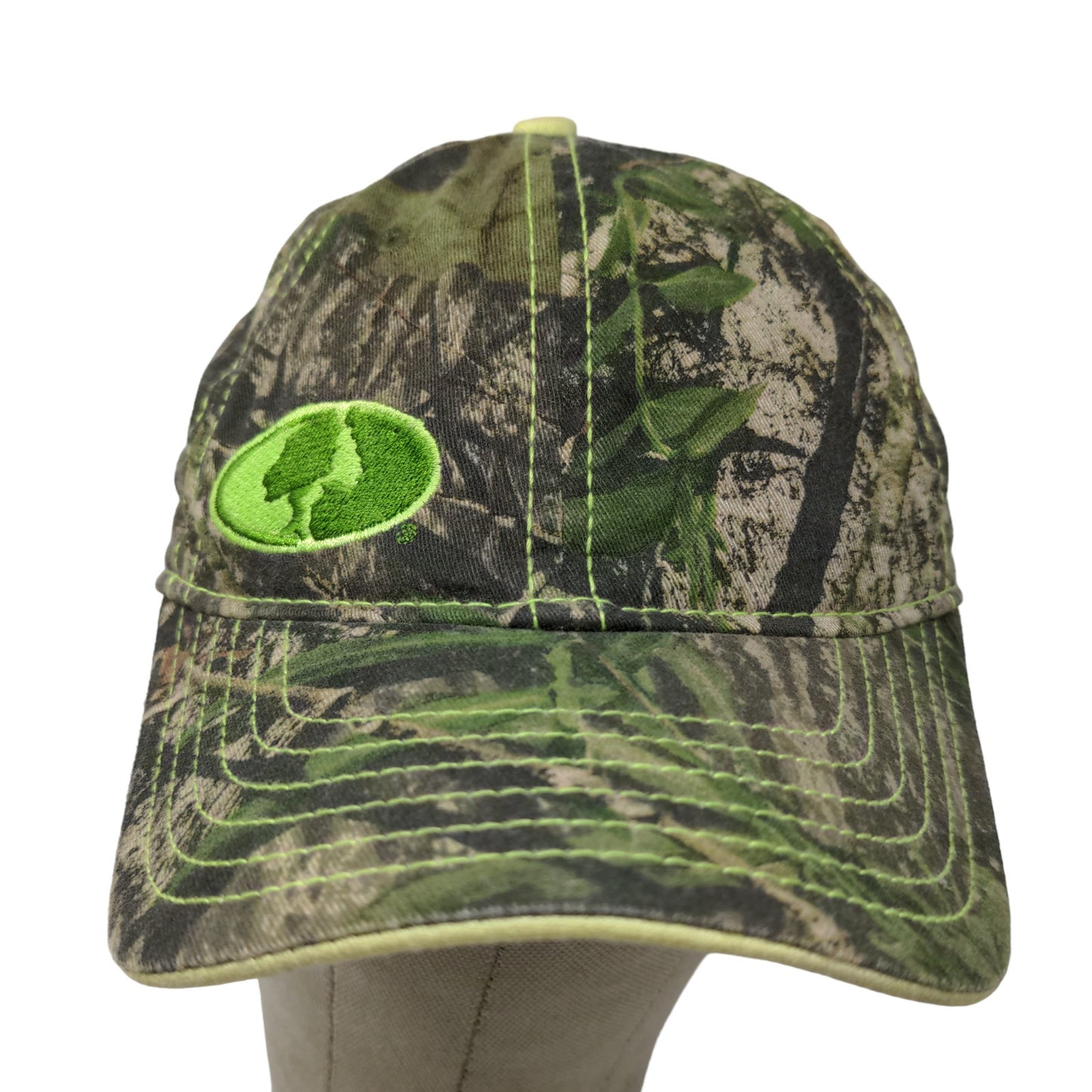 Signatures Men's Mossy Oak Camo Slideback Hat Green Adjustable Embroidered Logo