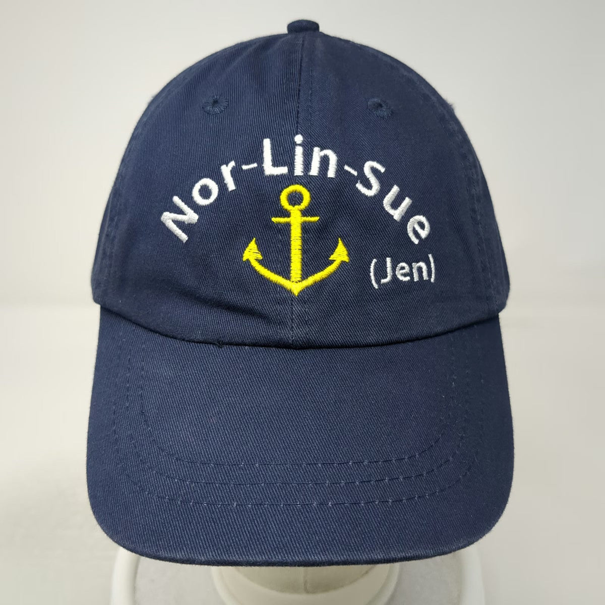 Adams Baseball Cap Blue One Size Nor-Lin-Sue Jen Anchor Leather Strapback Hat