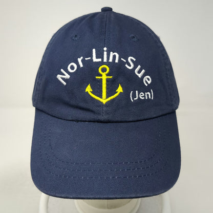 Adams Baseball Cap Blue One Size Nor-Lin-Sue Jen Anchor Leather Strapback Hat