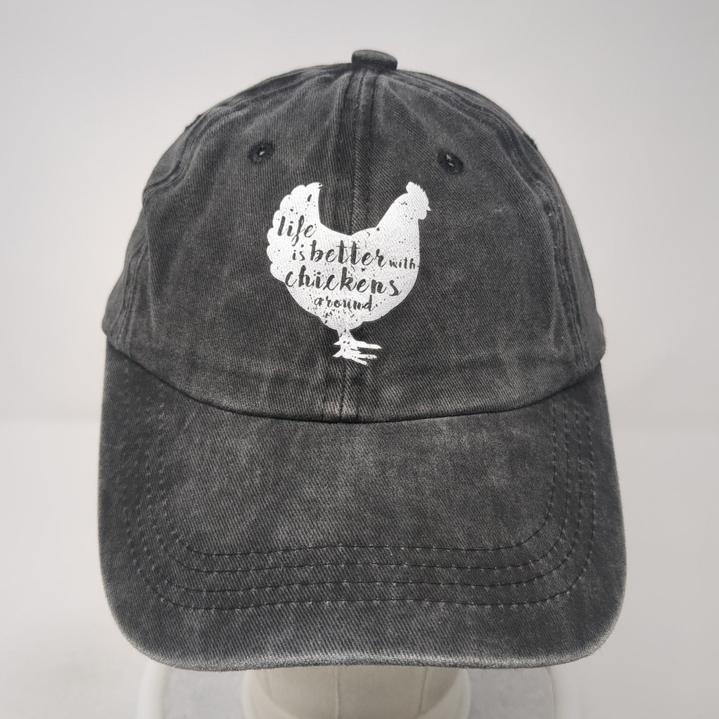 Life Is Better With Chickens Around Baseball Cap Gray OS Adjustable 6 Panel