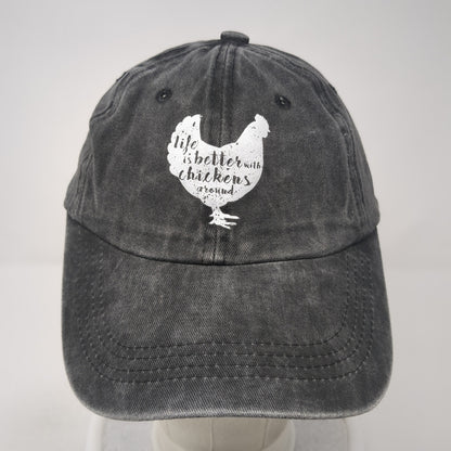Life Is Better With Chickens Around Baseball Cap Gray OS Adjustable 6 Panel