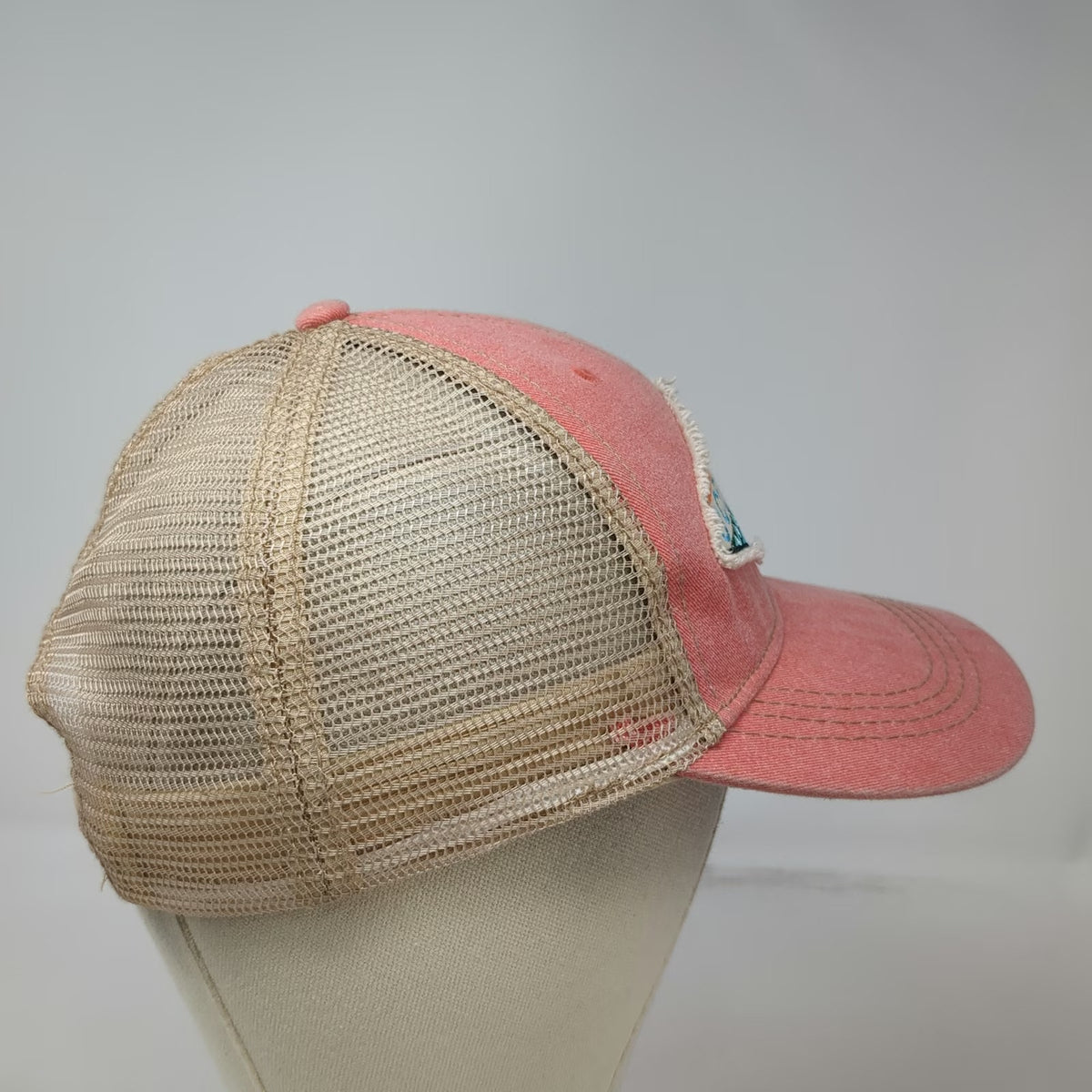 Sunsations Trucker Hat Pink Beige One Size Ocean City Maryland Patch Snapback