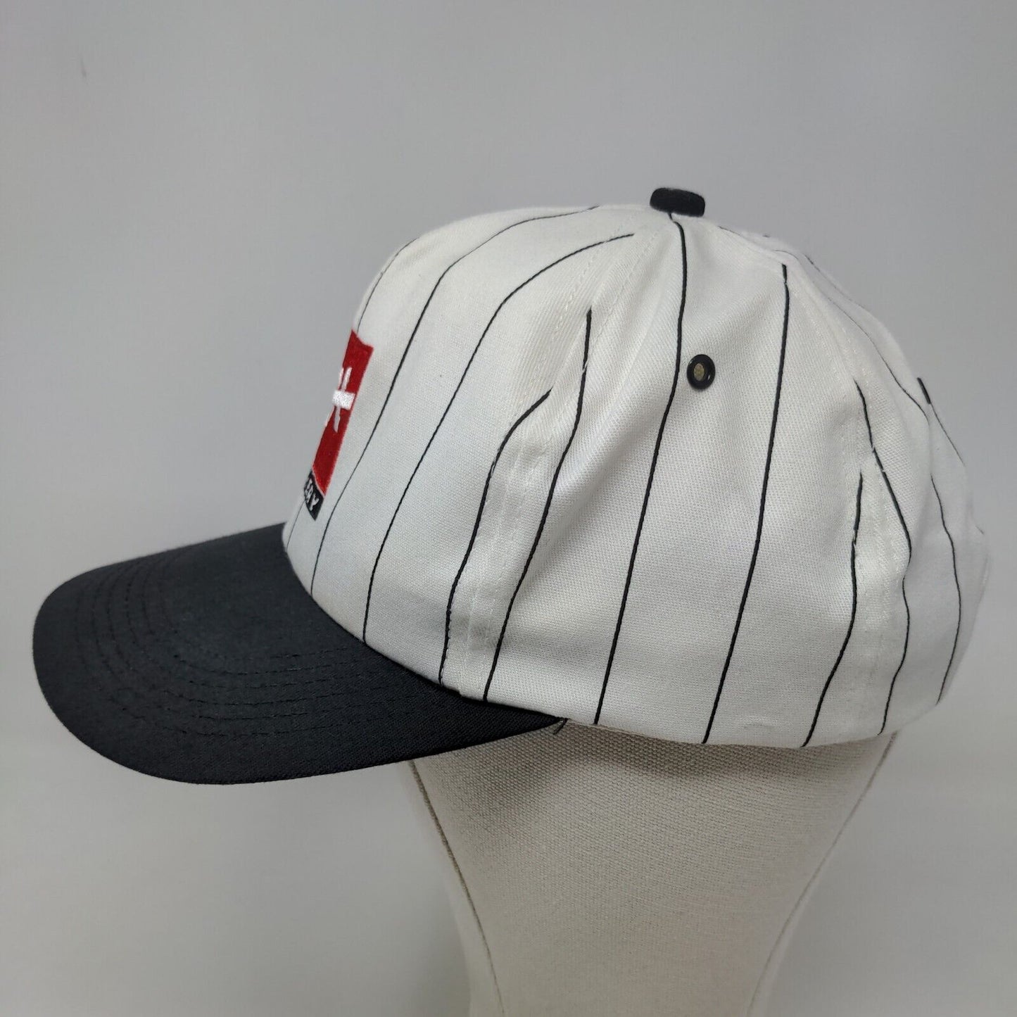 PSC Archery Men's Snapback Hat White Striped Adjustable Embroidered Logo