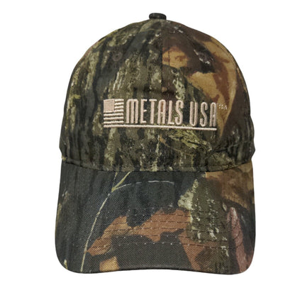 Metals USA Strapback Hat Camouflage OSFM Adjustable Embroidered Patriotic