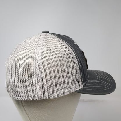 Richardson Trucker Hat Gray White One Size Idaho Steel 1918 Leather Patch Mesh