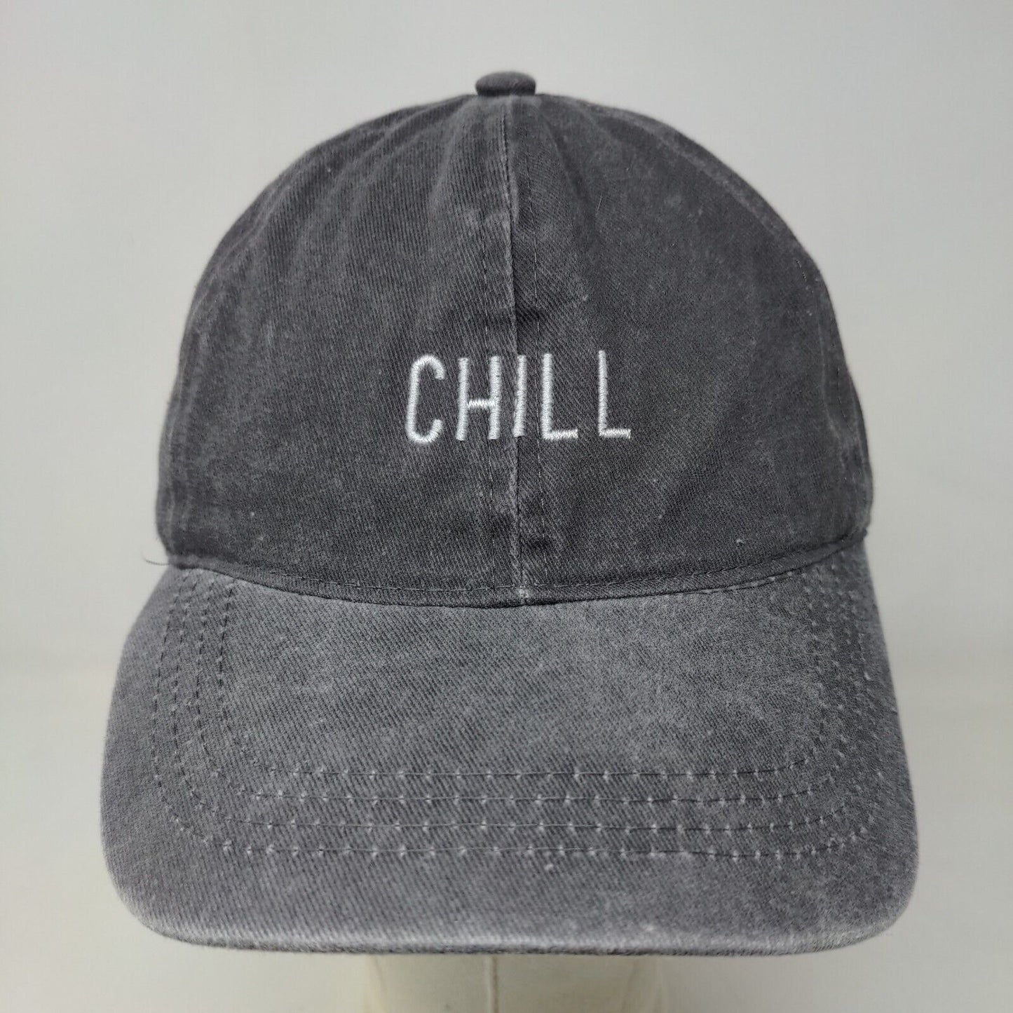 Unbranded Men's Slideback Hat Gray Adjustable 100% Cotton Embroidered Chill Logo