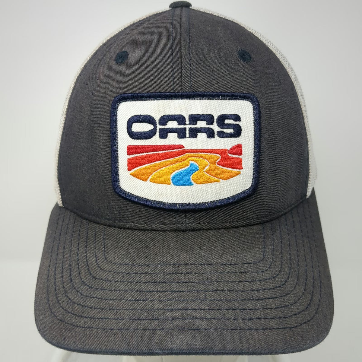 YOU KNOW. Blue Trucker Hat One Size OARS River Graphic Patch Mesh Back Snapback