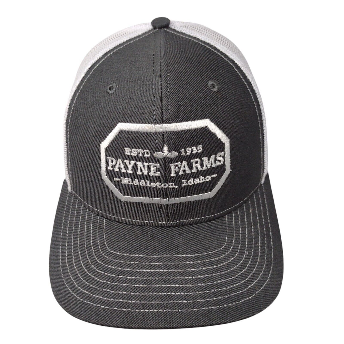 Payne Farms Snapback Mesh Back Trucker Hat Gray OSFA Embroidered