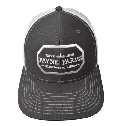 Payne Farms Snapback Mesh Back Trucker Hat Gray OSFA Embroidered