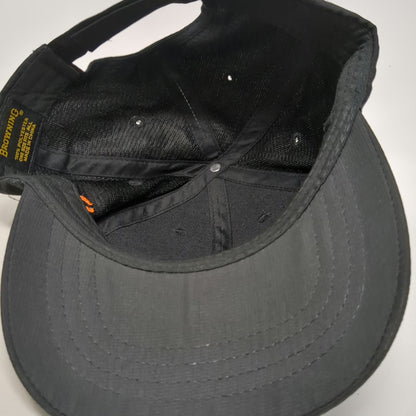 Browning Baseball Cap Black One Size Strapback Orange Buckmark Side Logo Hat