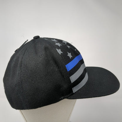 Sleefs Snapback Hat Black One Size Embroidered American Flag Adjustable