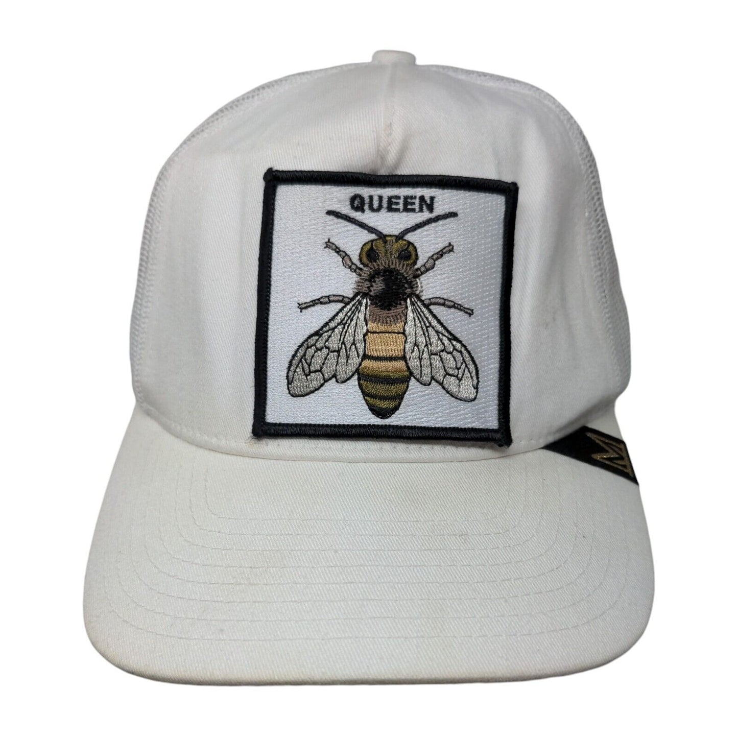 Queen Bee Snapback Trucker Hat White Embroidered Mesh Back 6 Panel Dad Hats