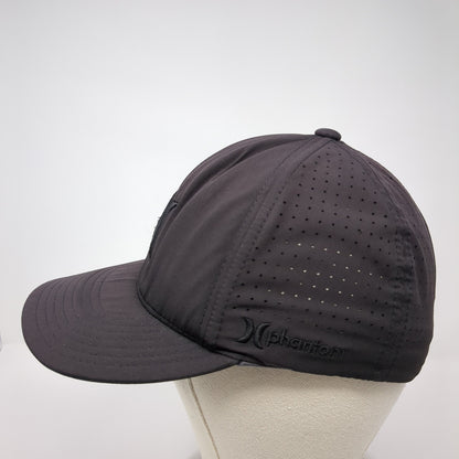 Hurley Fitted Mesh Back Hat Black Embroidered Logo Size S-M Poly Blend