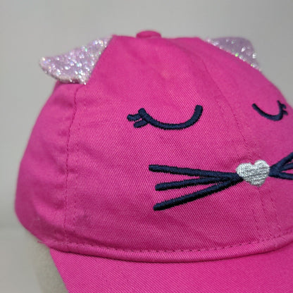 Cat Ears Toddler Strapback Hat Pink 2T-4T Adjustable Embroidered Oshkosh B'gosh