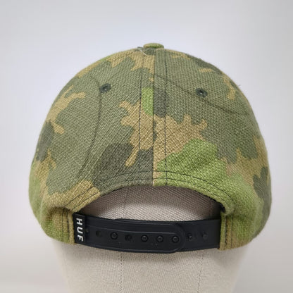 HUF 5 Panel Hat Green Brown Camo One Size Linen Blend Snapback Adjustable Cap