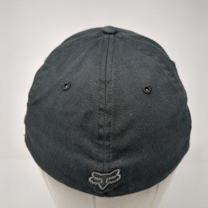 FOX Fitted Hat Black S/M Flexfit Lightweight Embroidered Vented Holes 6 Panel