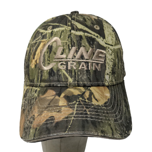 Cline Grain Men's Strapback Hat Green Camo Adjustable Embroidered Logo