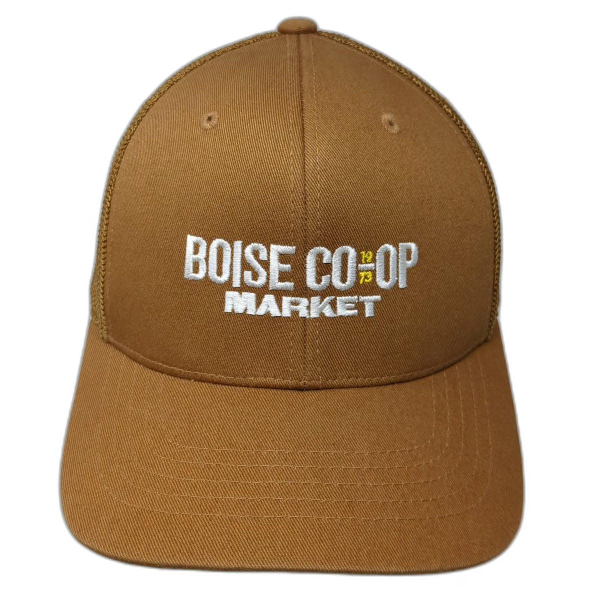 Carhartt Trucker Hat Brown One Size Boise Co-op Market Mesh Snapback Logo 1973