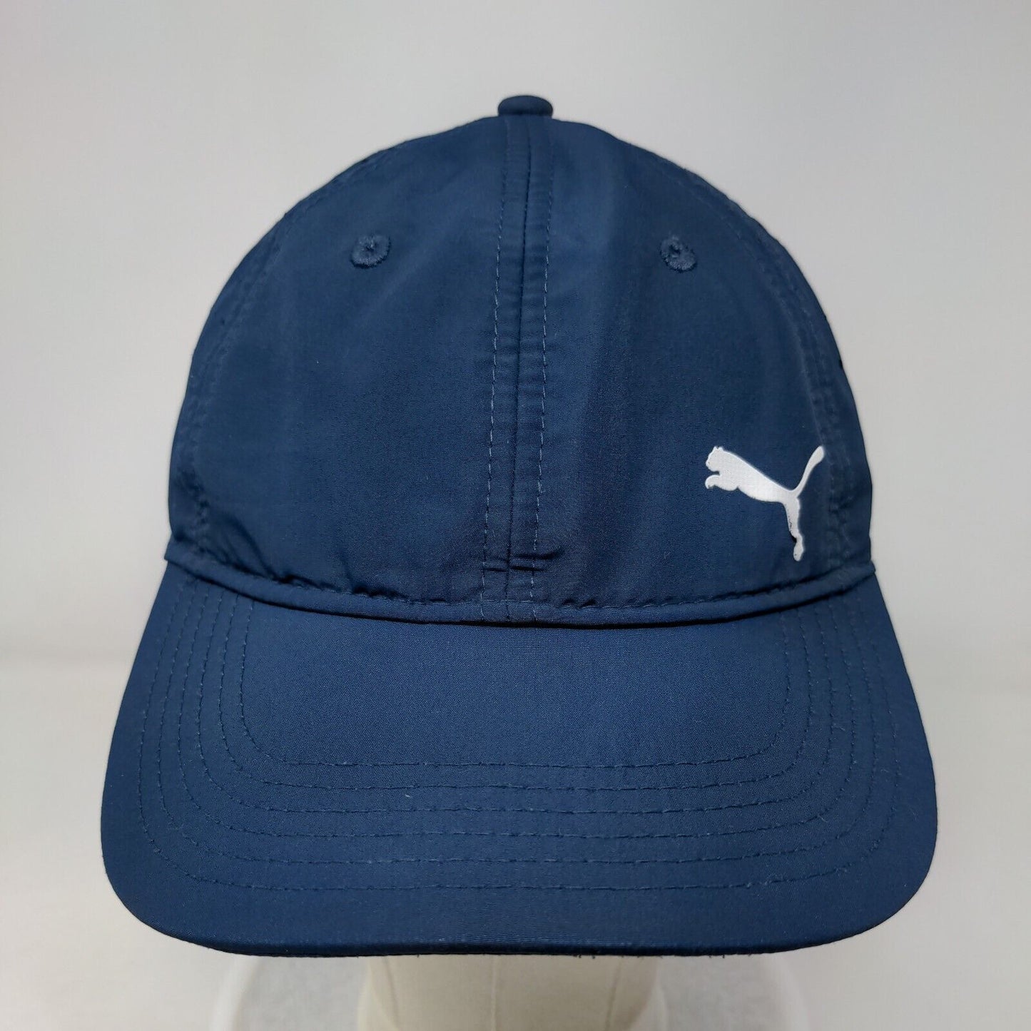 Puma Strapback Hat Blue One Size Adjustable Laser Cut Solid 6 Panel