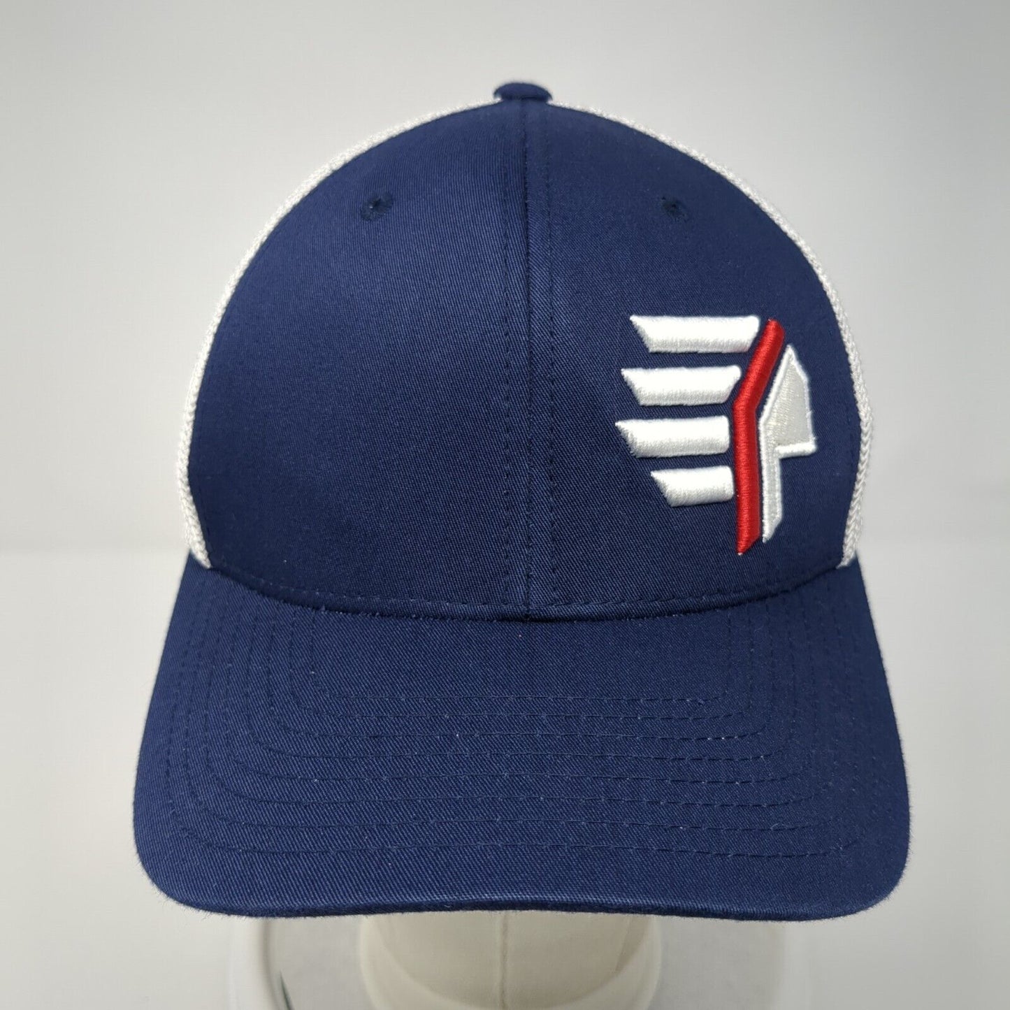 Roll Tribe Fitted Mesh Back Trucker Hat Blue S/M Embroidered Flexfit