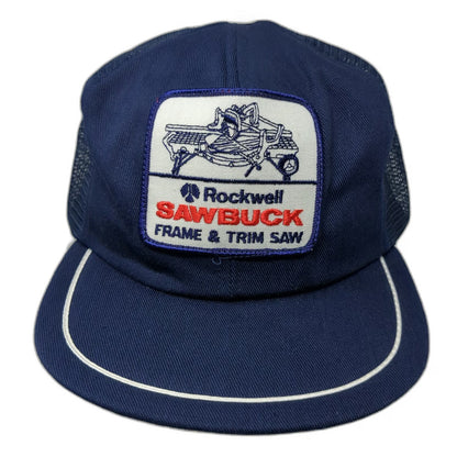 Rockwell Sawbuck Frame Trim Saw Blue Trucker Hat Snapback Patch USA Vintage