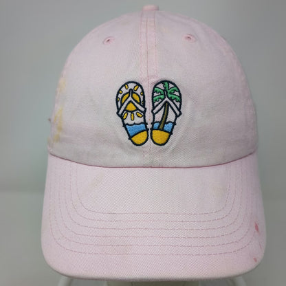 Life is Good Baseball Cap Pink One Size Flip Flops Beach Palm Tree Sun Hat