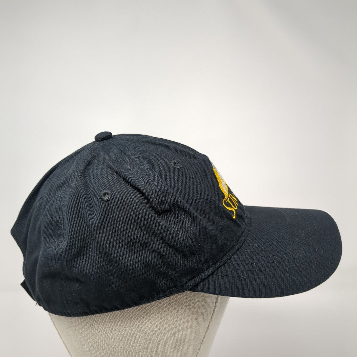 Summit Strapback Hat Black OS Adjustable Embroidered 6 Panel Port & Company