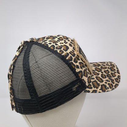 Trump 2020 Strapback Trucker Hat Multi Animal Print One Size Ponytail