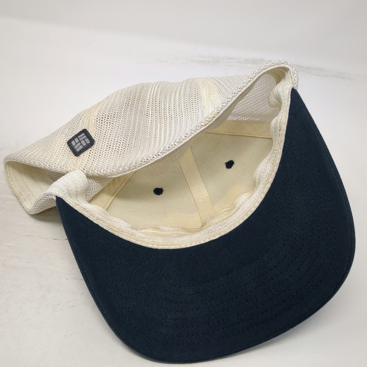 Columbia Baseball Cap Blue XL PFG Fish American Flag Mesh Back Stretch Fit Hat
