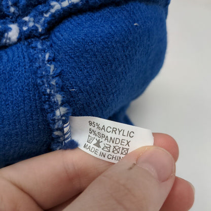 Lucas Oil Men's Knit Beanie Hat Cap Blue Camouflage Acrylic Blend Pom Pom