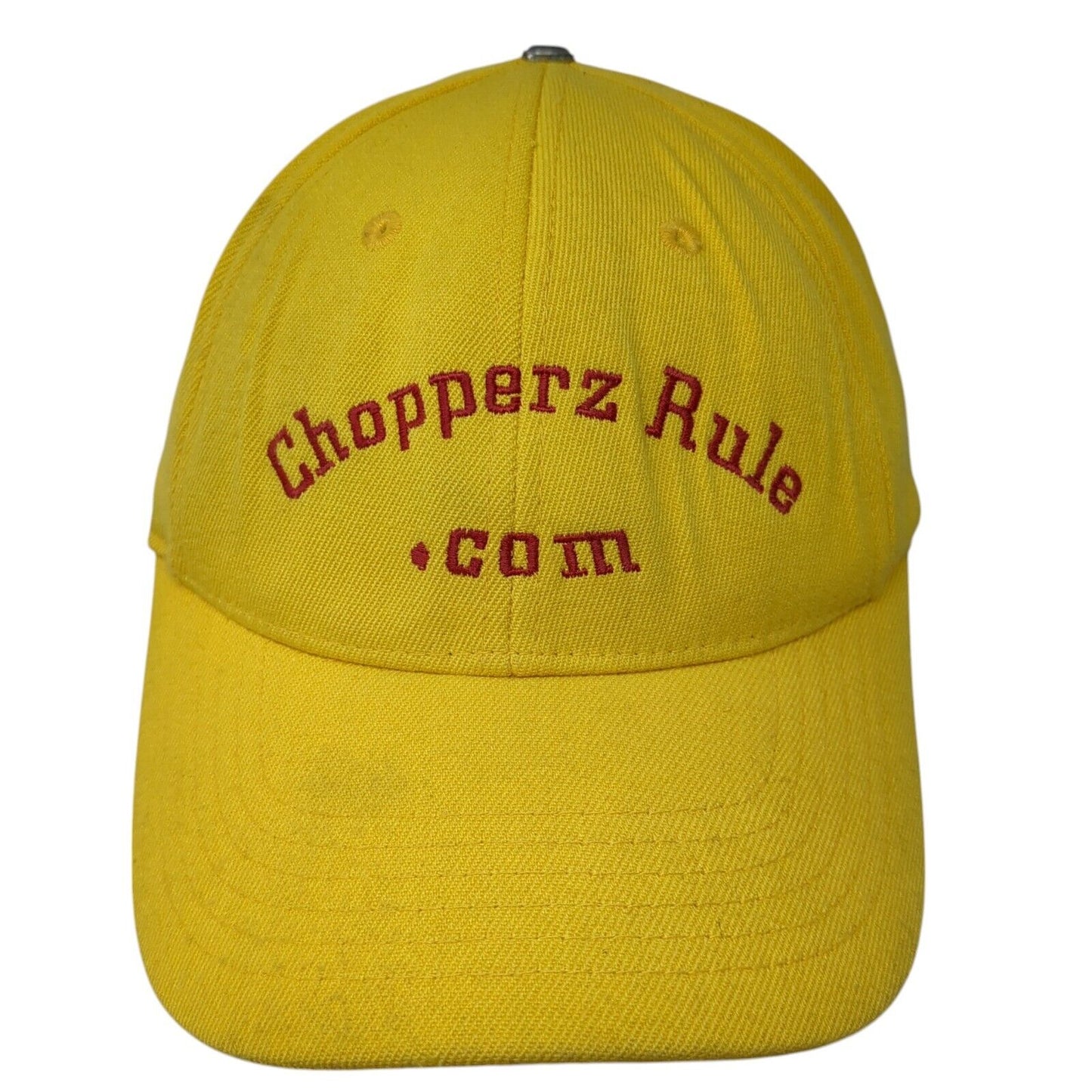 Chopperz Rule.com Fitted Hat Yellow S/M Embroidered 6 Panel Unifit Fahrenheit