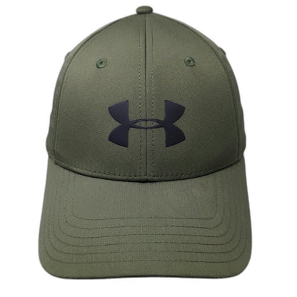 Under Armour Baseball Cap Green L Logo Stretch Fit Performance Storm Hat Curved