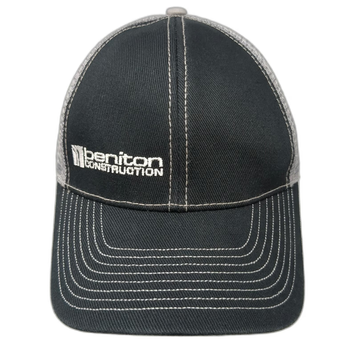 Beniton Construction Baseball Cap Black One Size Mesh Back Trucker Hat Workwear