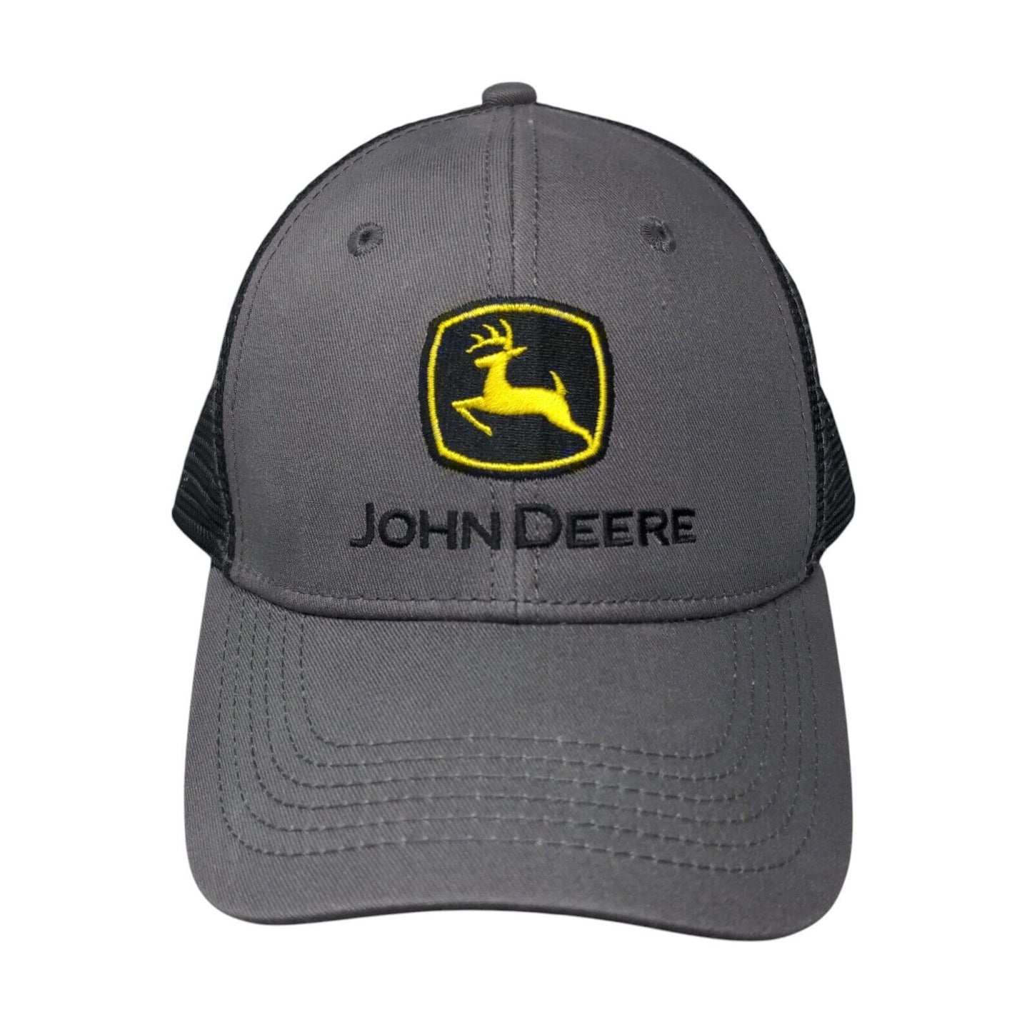 John Deere Snapback Hat Gray OSFA Mesh Trim Run Your World Colorblock