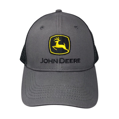 John Deere Snapback Hat Gray OSFA Mesh Trim Run Your World Colorblock