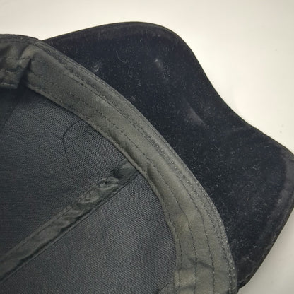 Black Baseball Cap 58CM Faux Suede Textured Adjustable Strapback Solid Hat