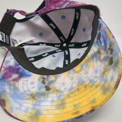 Neff Baseball Cap Purple Blue Yellow One Size Tie Dye Graffiti Logo Hat