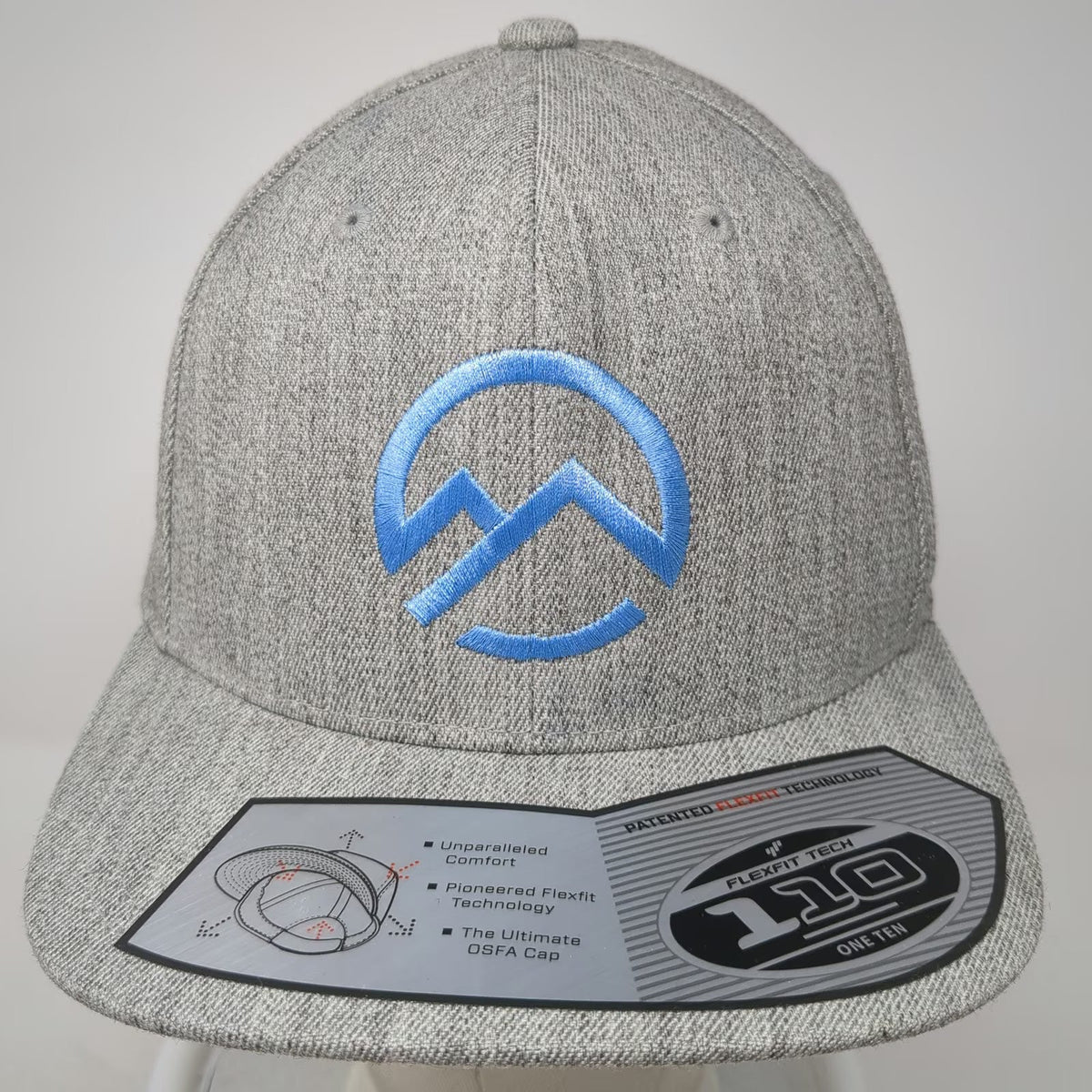 Yupoong Snapback Gray Blue One Size Hat Flexfit 110 Mountain Logo Flat Brim