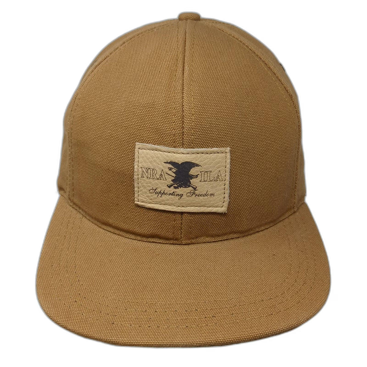 NRA ILA Leather Patch Brown Baseball Cap Hat Made in USA Metal Buckle Vintage