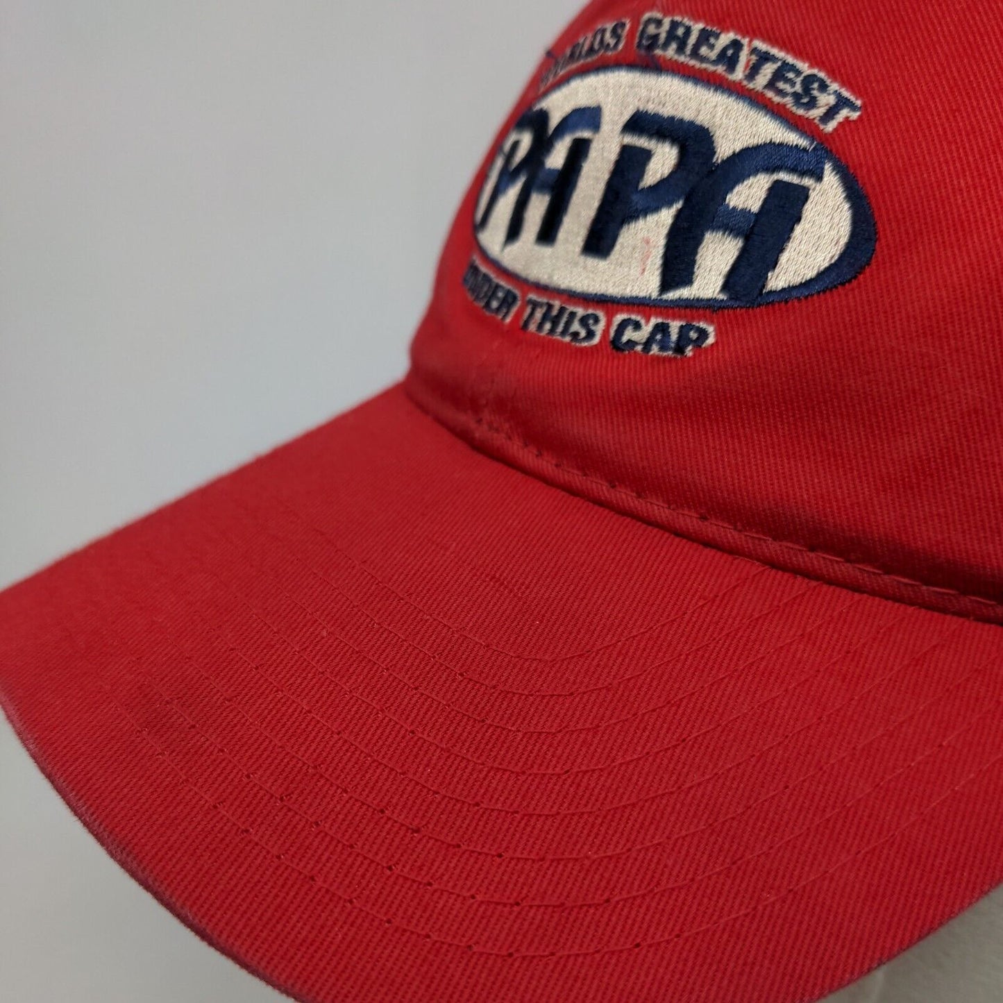 Worlds Greatest Papa Under This Cap Snapback Hat Red One Size Embroidered