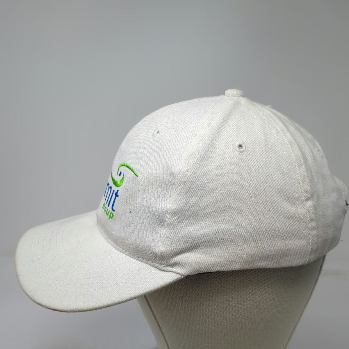 Summit Group Logo White Baseball Cap Hat One Size Slideback Embroidered Cotton