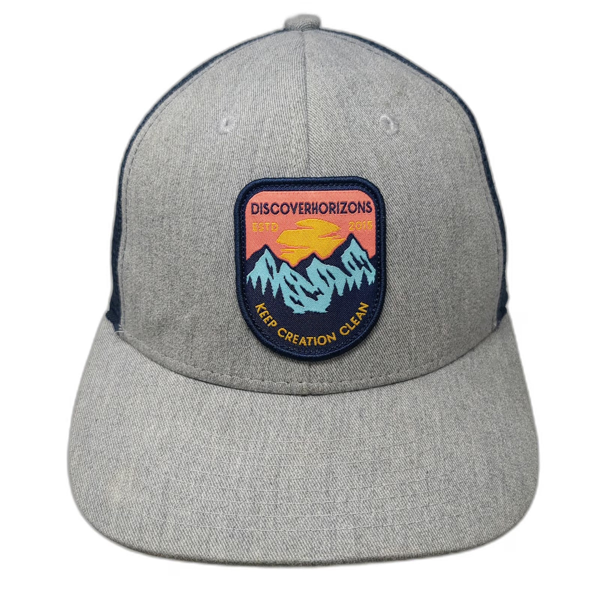 DiscoverHorizons Trucker Hat Gray One Size Mesh Back Snapback Nature Patch Sun