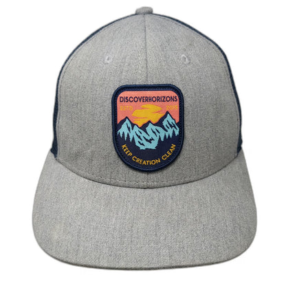 DiscoverHorizons Trucker Hat Gray One Size Mesh Back Snapback Nature Patch Sun