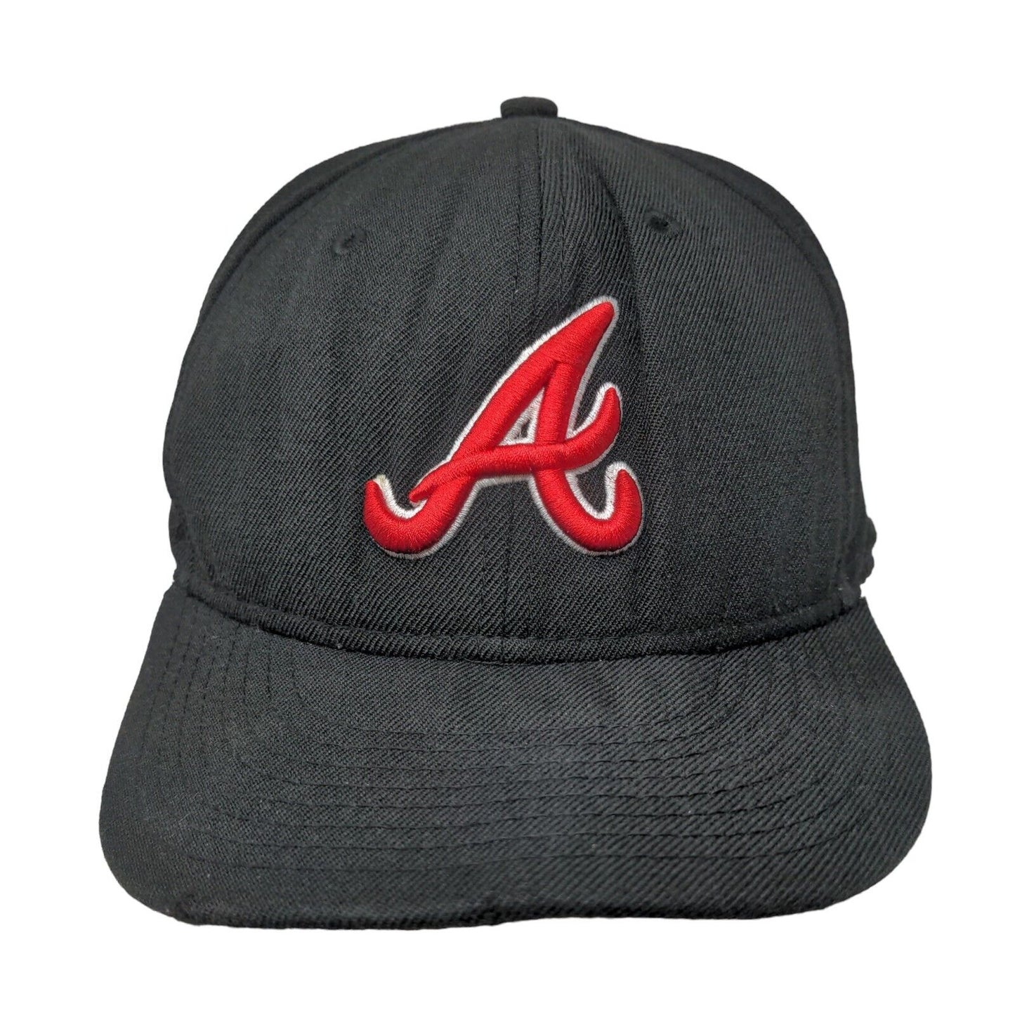 Atlanta Braves Fitted Hat Black Size 7 5/8 New Era 59 Fifty Embroidered Logo MLB