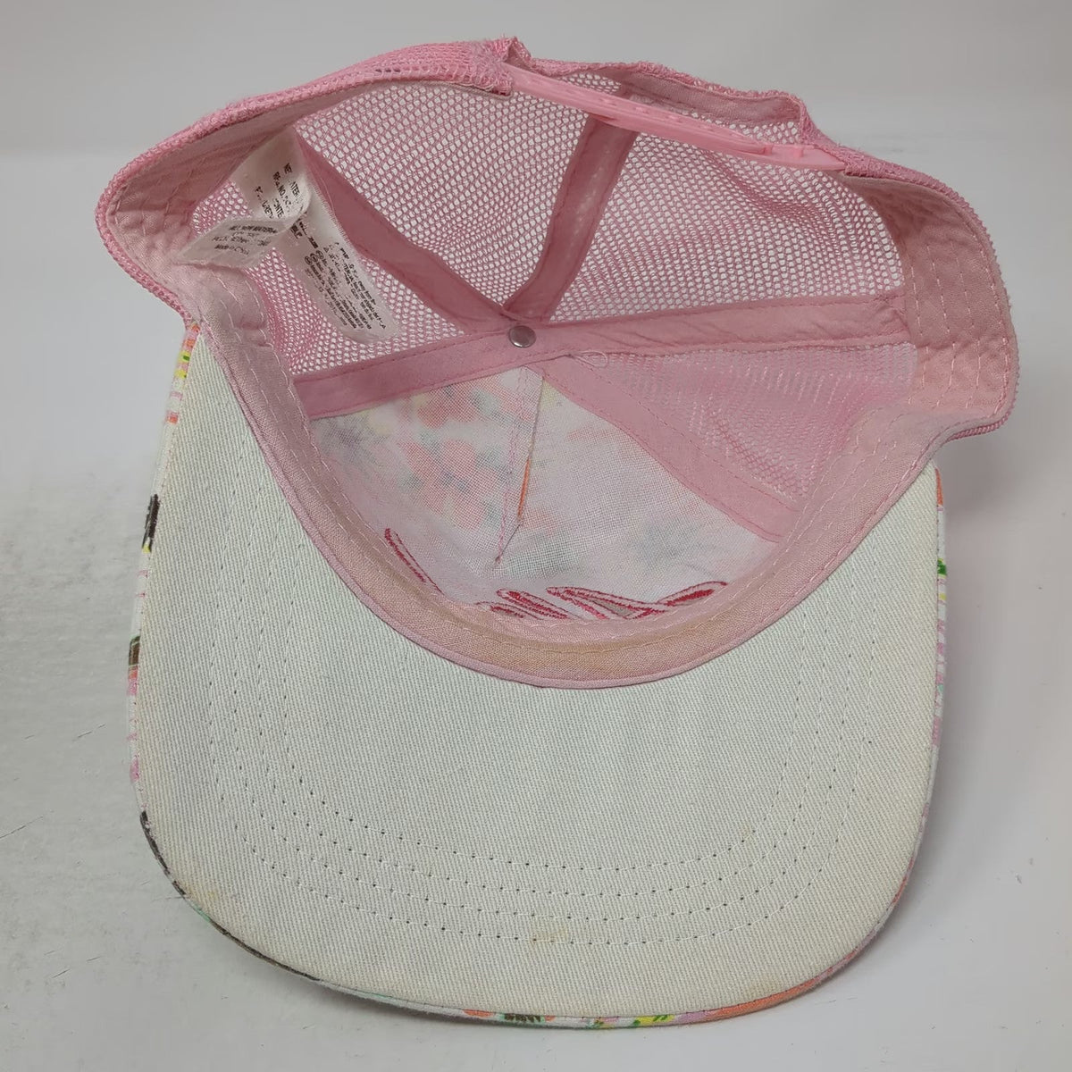 Pink Aloha Trucker Hat One Size Tropical Palm Tree Hibiscus Flower Mesh Snapback
