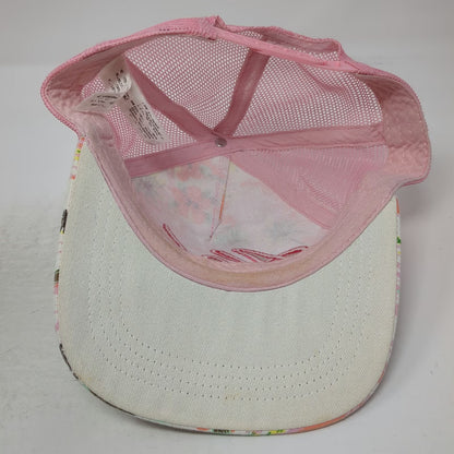 Pink Aloha Trucker Hat One Size Tropical Palm Tree Hibiscus Flower Mesh Snapback